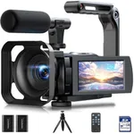 Camcorder Video Cameras, 5K 56MP Vlogging Camera with Night Vision, WiFi, 3” 270° Rotatable Touchscreen Vlog Camera Youtube with 64GB SD Card, Microphone, Stabilizer, Remote, Batteries, Tripod