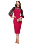 Sheetal Associates Women's Bishop Sleeve Bodycon Dress Pink