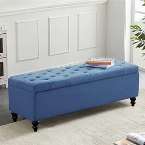 Storage Ottoman 50.2 Inches Upholstered Fabric Storage Ottoman Bench，Button Tufted Ottoman with Storage for Living Room，Bedroom End of Bed Bench Withstands 300lbs