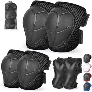 Banzk Kids/Youth Knee Pads and Elbow Pads Set with Wrist Guard 3 in 1 Kids Protective Gear Set for Kids 3-8 Years for Skateboard Roller Skating Skiing Rollerblading Cycling BMX Biking Running Scooter