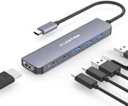 LENTION 6 in 1 USB C Hub, USB C Multiport Dongle with 4K HDMI, USB C Data Port, 3 USB 3.0, 100W PD Compatible iPhone 15 Series, New MacBook Pro/Mac Air, iPad, More Type C Devices (CE35s, Space Grey)