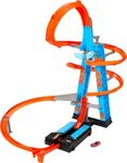 Hot Wheels Sky Crash Tower Track Set, 2.5+ ft / 83 cm High with Motorized Booster, Orange Track & 1 Hot Wheels Vehicle, Race Multiple Cars, Gift for Kids 5 to 10 Years Old & Up