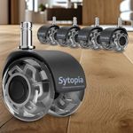 Sytopia Office Chair Wheels with 11x22mm Pin, Set of 5 Castor Wheels for Hardwood Floor, Carpet, Laminate and Tile, Replace Office Chair Mat, Silent and Smooth (Grey, Not Compatiable with 1KEA Chair)