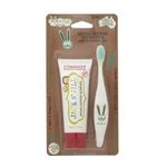 Jack N' Jill Tooth Buddy, Strawberry Toothpaste and Toothbrush Set, Natural and Fluoride Free Toothpaste to Help Soothe Gums and Fight Tooth Decay, Bunny