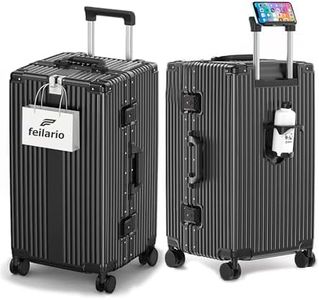 feilario Super Large Aluminum Frame Checked Luggage, Removable Wheels
