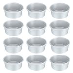 uxcell 12 Pcs Non-Stick Round Cake Pan 4.5" Aluminium Alloy Round Cake Baking Pan - for Wedding Birthday Christmas Cake Baking, Silver Tone