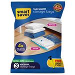 Smart Saver 3 Small Vacuum Bags For Travel, Spacesaver Bags Compression For Clothes, Vacuum Sealer, Vaccine Sealed Airtight Reusable Packing Ziplock Bag With Hand Pump(40X60Cm, Plastic) - Blue