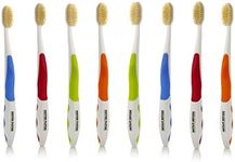 MOUTHWATCHERS Dr Plotkas Extra Soft Flossing Toothbrush Manual Soft Toothbrush for Adults, Ultra Clean Toothbrush, Good for Sensitive Teeth and Gums, Multicolor, 8 Pack