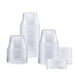 [100 Sets - 4 oz.] Disposable Portion Cups with Lids, Souffle Cups, Jello Shot Cups, Condiment Sauce Containers