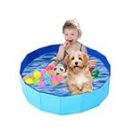 UUEMB Dog Pool Foldable 80x30cm, Small Dog Padding Pool Portable for Pets & Kids, Swimming Pool PVC Sturdy Bathing Pool Playing Pool for Children Pet Dog Garden Patio Bathroom…