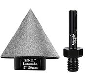 Larouoba 50mm 2" Dry Diamond Beveling Chamfer Bit, Countersink Drill Bit for Enlarging Trimming in Porcelain, Ceramic Tiles Hole 5/8"-11 Thread for Angle Grinders & SDS Adapter for Drills (Black).