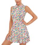 Misyula Tennis Dresses for Women,Athletic Dress with Shorts 2Pockets Zip Up Polo Sleeveless Golf Workout Dress Medium