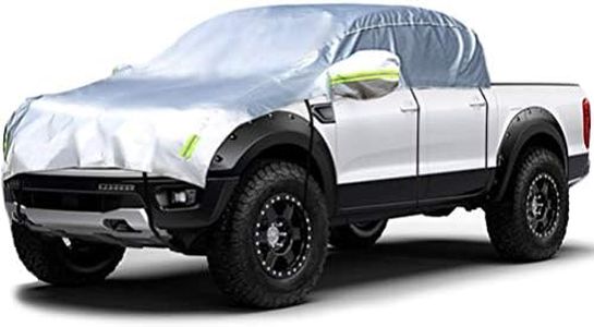 Konnfeir Half Car Cover All Weather Car Body Cover Sunshade Cover Snow Cover Waterproof Snowproof Universal 210D Oxford Fabric (Fit Small/Medium Size Pickup (Crew Cab))