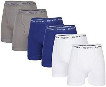 Rocky Men's 6 Pack Cotton Classic Boxer Briefs Soft Knitted Stretch Boxers (3Xlarge, Multi Pack)
