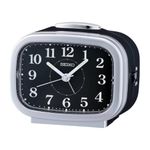 SEIKO Elegant Rectangular Matt Finish Silver Color Plastic Case Bell Alarm Snooze LumiBrite Table Clock for Office Desk Home Decor Gifts (Size: 9.9 x 6.1 x 8.4 CM | Weight: 200 Gram) QHK060AN