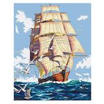 51buyoutgo Sailboat Cross Stitch Kits, 11 ct Easy Funny Preprinted Pre Printed Counted Stamped Cross Stitch Kits for Beginners Adults, 11ct Adult Cross Stitch Embroidery Starter Kit for Adults