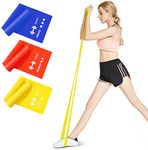 Fitlastics Natural Rubber Resistance Bands For Toning. Strength Training, Stretching, Physical Therapy, Pilates, Yoga Exercises Home Fitness Workouts For Men/Women (15Lbs - 6Ft - Yellow Band)