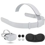 TanReginal Headstrap for Meta Quest 2 Material Replacement Head Strap with 4 Pcs Controller Thumb Grip Caps