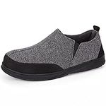 LongBay Men’s Slippers Memory Foam Classic Comfy Breathable Knit House Shoes with Anti Skid Rubber Sole for Indoor Outdoor(Large / 11-12, Stripe Black)