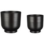 amazon basics Metal Plant Pots with Drainage Hole (Set of 2) | Indoor Planter Flower Pots | for Home Garden/Living Room/Bedroom Decor (Black)