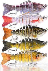 Multi-Segmented Fishing Lures, Glide Swim Bait Lure Freshwater and Saltwater for Bass Fishing Stuff, Swimbait Crank Baits (5-Pack-Style)