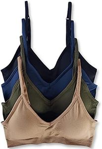 Caramel Cantina 4 Pack V Neck Padded Bralette Adjustable Straps (S/M, Nature)