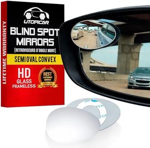 Blind Spot Car Mirrors: Semi Oval Convex Rear View - HD Glass Side Car Mirror - Blindspot Can Be Installed Fixed or Adjustable - Pack of 2