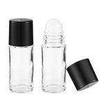 PEUTIER 2pcs Black Clear Oil Roller Bottles, 1.06oz Portable Empty Roll On Ball Container Refillable Roller Deodorant Vials Leak-Proof Cosmetic Containers for Fragrance Massage Perfume Essential Oil