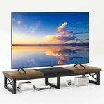 IBUYKE 45" Large TV Riser for 32-60 inch TV,Tabletop Short TV Stand with Storage and Steel Legs,Dual Screen Office Desk,Stand Riser,TV Riser Stand for Home,Bedroom,Living Room,Rustic Brown TVT002H