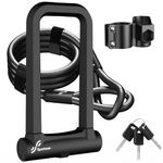 Sportneer Keyless locking Bike Lock:18mm Heavy Duty Anti Theft U Lock with 5ft Security Steel Cable, Size 8.6''x5'', Self-locking U-lock with 3 Keys, Mounting Bracket for Road, Mountain, Electric Bike