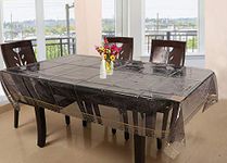 Kuber Industries PVC Golden Lace Rectangular 6 Seater Dining Table Cover (CTKTC01272, Black Transparent)(Polyvinyl Chloride (PVC), pack of 1)