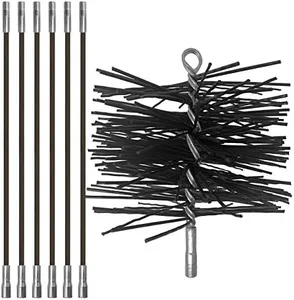 Chromex Chimney Cleaning Set - 6 Piece - 18 Foot Fiberglass Chimney Rod and 8 Inch Chimney Brush