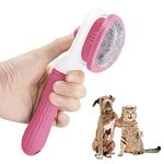 Moseem Cat/Dog Brush, Cat Grooming Brush for Shedding Cat Comb Pet Brush, Cat Hair Brush with Cleaning Button, Cat Brush for Short/Long Haired Cats,Removes Loose Undercoat,Tangled Hair(Pink)