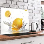 murando Glass Splashback for Kitchen Backsplash Cooker Protector Tempered Glass Decorative Wall Art Panel Heat Resistant Graphic 80x60 cm / 32"x24" Lemon Water j-B-0058-aq-e