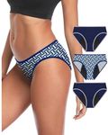 Neione Period Underwear Women Menstrual Panties High-Cut Cheeky Bikini Briefs Teen Girls Leak Proof Undies 3 Pack Mosaic XS