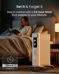 Pro Breeze Oil Filled Radiator – White Electric Heater