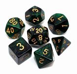 Polyhedral DND Dice Set Glitter Dice for Dungeon and Dragons D&D RPG Role Playing Games Green Mix Black Nebula Dice