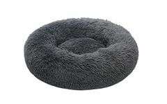 TOHDNC Calming Donut Dog Bed 60cm, Fluffy Plush Pet Bed Anti Anxiety Dog Cat Bed Round Warming Cuddler Washable Bed Nest Cushion with Non-Slip Bottom for Indoor Medium Large Cats Dogs