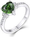 JO WISDOM Women Ring,925 Sterling Silver Solitaire Heart Engagement Wedding Anniversary Promise Ring with 7.5 * 7.5mm 5A Cubic Zirconia,Jewellery for Women