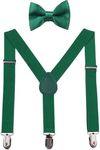 GUCHOL Kids Suspenders Bowtie Set - Adjustable Length Christmas Clothing Accessories for Boys and Girls (Green)