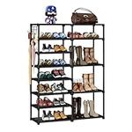 8 Tiers Shoes Rack Metal Shoe Shelf Boots Storage Organizer with Side Hooks & Bags, 24-30 Pairs Taller Detachable Shoes Boots Organizer