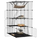 Maxmass Large Cat Cage, Indoor DIY Cat Enclosure with Hammock, Ladders, Doors, Sky Window, Detachable Metal Wire Cat House Pet Shelter Crate Pet Kennel for Small Animal (4-Tier: 109x74x143cm)