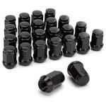 dynofit M12x1.5 Wheel Lug Nuts Aftermarket, 20 Black 12mmx1.5 Custom Luguts Conical 1.38'' Tall 19mm 12-1.50 Steel for 5 Lug Tuner Rims