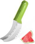 YCLFHOO Watermelon Cutter,20.5cm Stainless Steel Watermelon Slicer,Multifunction Fruit Melon Cutter with Serrated Pattern Cutting Blad for Papaya/Cantaloupe-Green