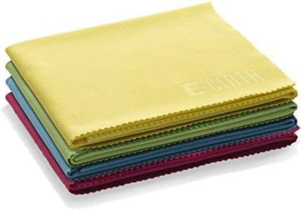 E-Cloth Glass & Polishing Cloth, Sustainable Microfibre Cleaning Cloth Set, Perfect Cleaner for Glass, Windows and Mirrors, Washable and Reusable, 100 Wash Promise, Assorted Colours, 4 Pack