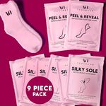Foot Mask Spa Kit (Pack of 8) -2x Foot Peeling Mask + 6x Hydrating Foot Masks With Fuzzy Socks for Dry, Cracked Heels - Exfoliating & Moisturizing Booties for Baby Soft Feet - Mothers Day Gift Basket