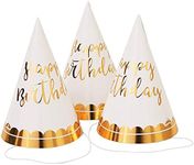 Juvale Birthday Party Hats, Cone Hat (4.3 x 6 In, Gold, 12 Pack)