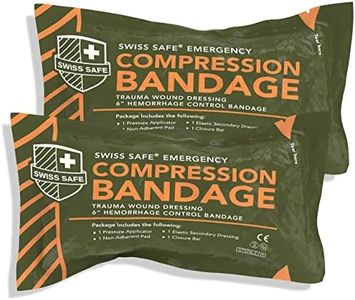 Swiss Safe Israeli Sterile Compression Bandage, for Emergency Wound Dressing, First Aid and Trauma Kit, 6 inch, 2 Pack