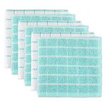 DII 100% Cotton, Machine Washable, Ultra Absorbant, Basic Everyday 12 x 12 Terry Kitchen Dish Cloths, Windowpane Design, Set of 6- Aqua