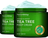 New York Biology Tea Tree Oil Foot Cream for Dry Cracked Feet, Athletes Foot, Nail Fungus, Jock Itch, Ringworm, Cracked Heels and Itchy Skin - Foot Cream - 8 oz - Pack of 2